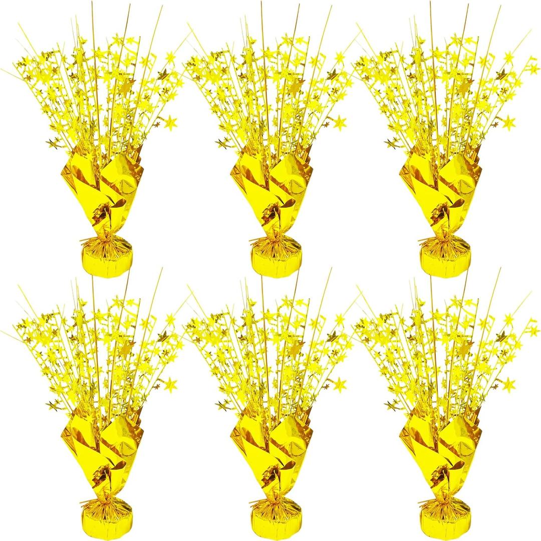 6 Pcs Metallic Foil Star Burst Table Centerpieces Patriotic Decoration for Wedding Birthday Graduation Veteran Day Memorial Day Holiday Party SuppliesGold