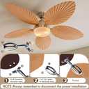 Sintuff 5 Pcs 20 Inch Ceiling Fan Blades Replacement for 52 Inch Ceiling Fans, Palm Leaf Shaped Waterproof Replacement Blades for Broken Substitution Indoor Outdoor Tropical Summer Patio (Brown)