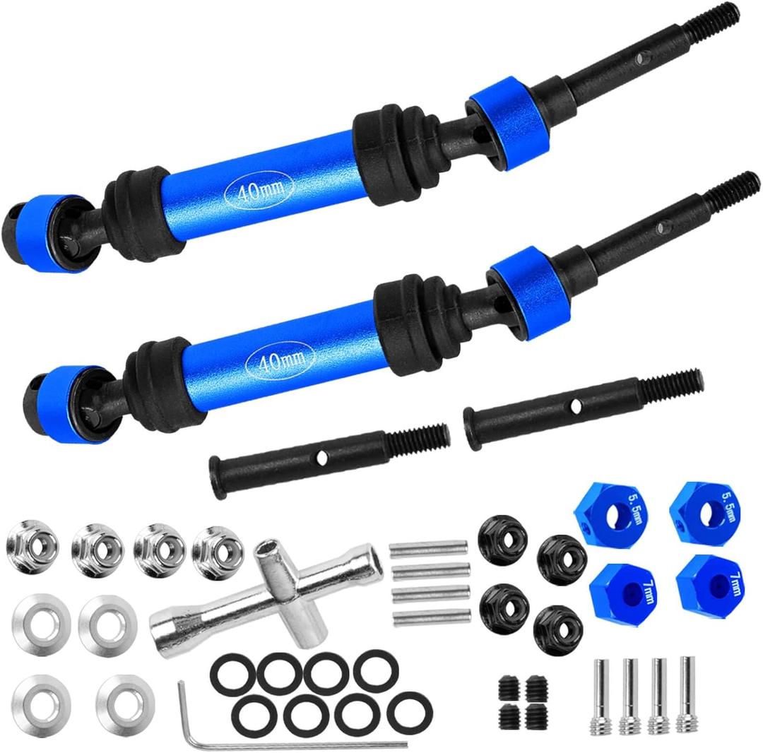 Steel #45 Rear Drive Shaft CVD Upgrades Part for ECX 1/10 2WD Ruckus,Axe,Brutus,Circuit,AMP MT,AMP DB,AMP Crush,K&N Torment,Front Axles Driveshaft with Hex,Navy Blue