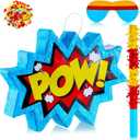 Comic Book Pop Piata for Birthday Party Colorful Piata with Stick, Blindfold, Confetti for Adults Birthday Baby Shower Party Supplies