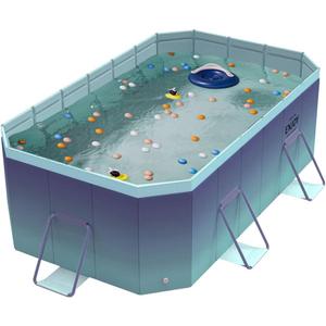 Jessie Foldable Pool for Kids and Adults Non Inflatable Frame Above Ground Outdoor Swimming Kiddie Pools Thickened Support Dog Pool Garden Backyard (118.11 in)