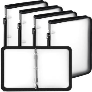 Teling 4 Pcs 1 Inch Clear Zipper Binder with 3 Ring Zipper Binder, Refillable Plastic Clear File Organizer Planner for Projects, Assignments, Memos, School Work, 11.3 x 9.6 Inch