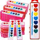 Yeaqee 36 Pack Watercolor Paint Set 8 Colors Washable Water Paint with Paintbrush Party Favors Art Watercolor for Adults Valentine's Day Party Gifts (Multicolor Box)