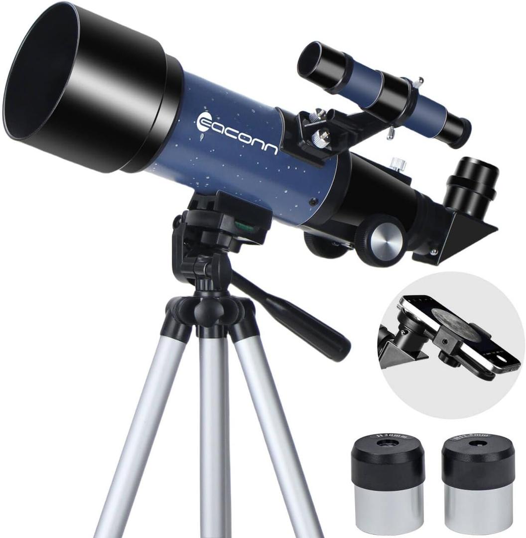 Telescopes, Telescope for Kids and Adults Beginners, 70mm Aperture 400mm Focus Length Refractor Travel Telescope with AZ Mount for Observe The Moon and Landscape (Blue)