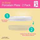 Elk and Friends Kids 7.8 Porcelain White Plates | Suitable for Babies/Toddlers | Microwave & Dishwasher Safe | Non Slip Dinnerware | Snack Dishes | 2 Pack