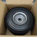 RRQ 10 Inch Solid Polyurethane Tire 4.10/3.50-4 Tire, 10" Flat Free Wheels with 5/8" Bearings, 2.2" Offset Hub for Garden Cart, Hand Truck, Lawn Cart, Mower (2 Pack)