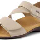 mysoft Women's Arch Support Sandals Orthotic Comfortable Walking Sandals Lightweight Adjustable Summer Outdoor Shoes (9, Khaki)