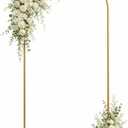 7.2 FT Wedding Arch Backdrop Stand, Stable Heavy Duty Metal Wedding Arch Frame for Ceremony, Reinforced Balloon Arch Stand for Birthday Party & Baby Shower, Gold