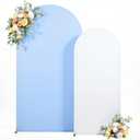 7.2FT 6FT Arch Backdrop Cover for Wedding, Set of 2 Stretchy Spandex Fitted Arch Stand Cover for Baby Shower, Birthday Party Decor, Chiara Backdrop Cover with Double-Sided Design(White, Blue)