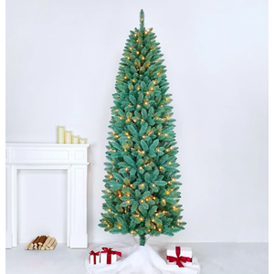 Assilyraft 6.5FT Pre-lit Artificial Christmas Tree with 813 Branch Tips, 250 Dual-Color LED Lights and Metal Stand, Realistic Blue Spruce Tree for Holiday Décor