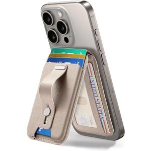 ESR Upgraded for Aura MagSafe Wallet, 5 Card Holder with Adjustable Stand, RFID-Blocking, Secure Grip, Magnetic Wallet for iPhone 16/15/14/13/12, Not for Mini, Not Find My Compatible, Desert Titanium