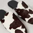 Clogs for Women Suede Slip On Mule Boat Loafers Round Closed Toe Flats Casual Comfortable Slides Shoes (8, Cow Print)