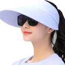 Sun Visor Hats Women Large Brim Summer UV Protection Beach Cap (White)