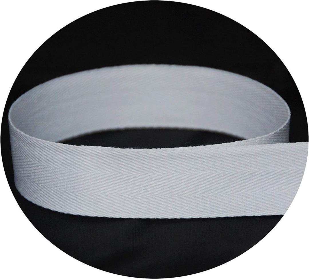 USA Made Ribbon Factory 1" White Cotton Twill Tape - 50 Yards - Soft & Medium Weight 