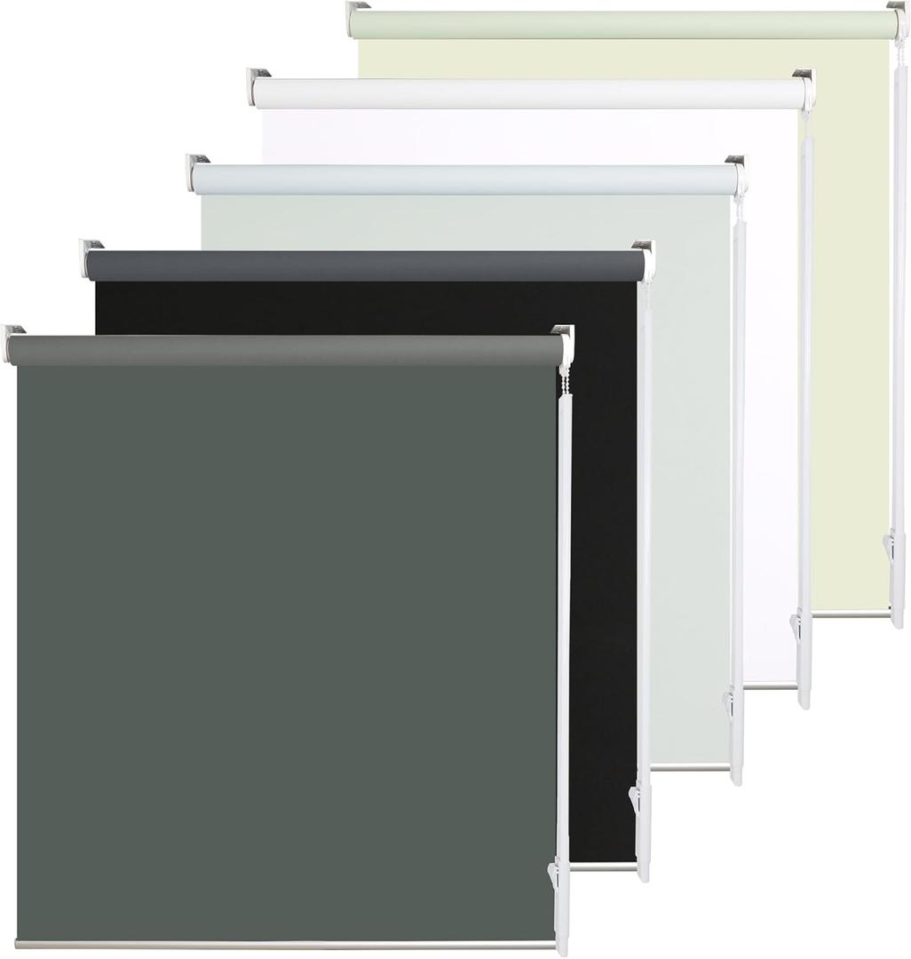 Allbright 100% Blackout Cordless Roller Shades for Windows, Thermal Insulated UV Protection, Window Roller Blinds for Home, Bedroom, Kitchen, Bathroom, 34" W x 72" H, Dark Grey