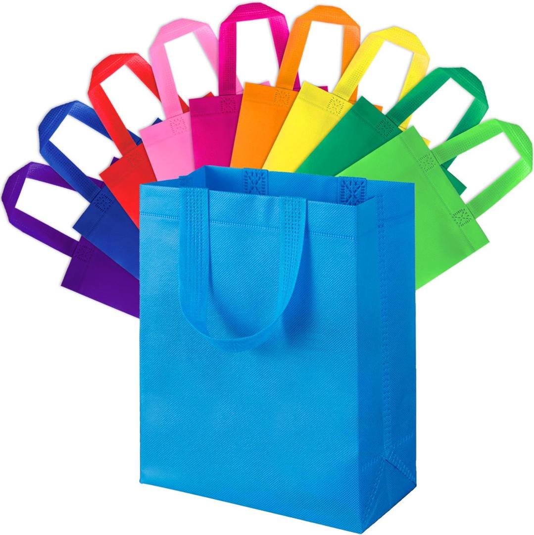 30Pcs Gift Bags Medium Size, Reusable Goodie Bag, Gift Bags with Handles for Party Favors, Birthday, Baby Shower (1 count(pack of 30), 30pcs-10 Colors)