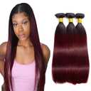 1b99j Ombre Burgundy Straight Human Hair Bundles 10 12 14 inch 10a Grade Double Weft Brazilian Remy Hair Extensions Wine Red Straight 3 Bundles for Women