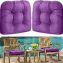 MAGIC ELEPHANT Outdoor Chair Cushions Set of 2, Memory Foam Seat Cushion Pads for Wicker Chair and Patio Furniture, 19 x 19 Inches (Purple)