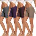 Molasus Womens Cotton Boxer Shorts Underwear Anti Chafing Bike Shorts (Large, Charcoal/Purple/Brown/Mud Yellow)