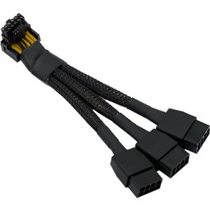 16Pin to 3 X 8 Pin GPU Extension Cable 12VHPWR PCI-e 5.0 Right Angle Adapter 90 Degree GPU Power Cable 16AWG 600W 12+4pin Compatible with 4070Ti 4080 4090 Power Cable Graphic Card (Type A)