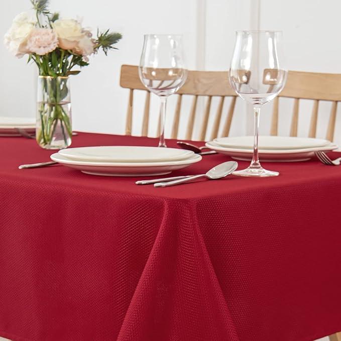  Tablecloth Stain Resistant Waterproof Wrinkle Resistant Washable Soft Table Cloth, Fabric Table Cover for Dining Room, Indoor and Outdoor Use, 70 x 50 Inch, Red