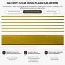 Glossy Gold Wrought Iron Stair Plain Balusters for Interior, 1/2" X 44" Square Metal Spindles for Stairs, Upgrade and Decorate Stairs (10)