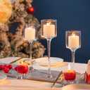 Glass Candleholders Tea Light Candle Holders Clear Wedding Weddings Hurricane Tall Elegant Ideal for Dining Party Home Decor Parties Table Settings Gifts Different Sizes (1 Set Small Clear)