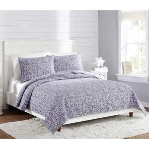 Vera Bradley Kaleidoscope Single Quilt, Lightweight All Seasons 100% Cotton Coverlet - Full/Queen, Purple