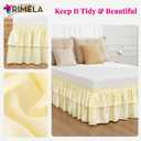 RIMELA Ruffle Bed Skirt Butter Yellow Queen 15 Inch Drop, Elastic Wrap Around Bed Skirting Queen Size, Easy to Install Dust Ruffle, Machine Washable Soft Fabric, Multi Ruffle Bedskirt