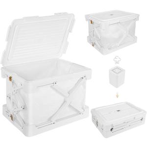 Storage Bags for Clothing, 14.8-Gallon Collapsible Vacuum Storage Boxes with Lids, Stackable Storage Bins for Blankets, Comforters, Bedding, and Underbed Storage, White (1-Pack)