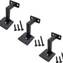 Square Handrail Brackets for Staircase Stair Railing Brackets with Screws (Pack of 3) (Textured Black)