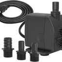 Submersible Pump 450GPH Ultra Quiet with Dry Burning Protection 8.2ft High Lift for Fountains, Hydroponics, Ponds, Aquariums & More