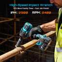 Seesii Impact Wrench 886 Ft-lbs(1200N.m), 1/2 High Torque Impact Gun with 21V 2x4.0Ah Battery, Electric Impact Driver, 2900IPM, 5 Socket, Cordless Impact Wrench for Home Car/Mower/Pickup/Truck RV