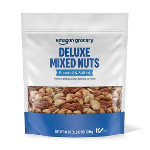 Amazon Grocery, Deluxe Mixed Nuts, Roasted & Salted, 44 Oz (Previously Happy Belly, Packaging May Vary) (EXP 09/06/26)