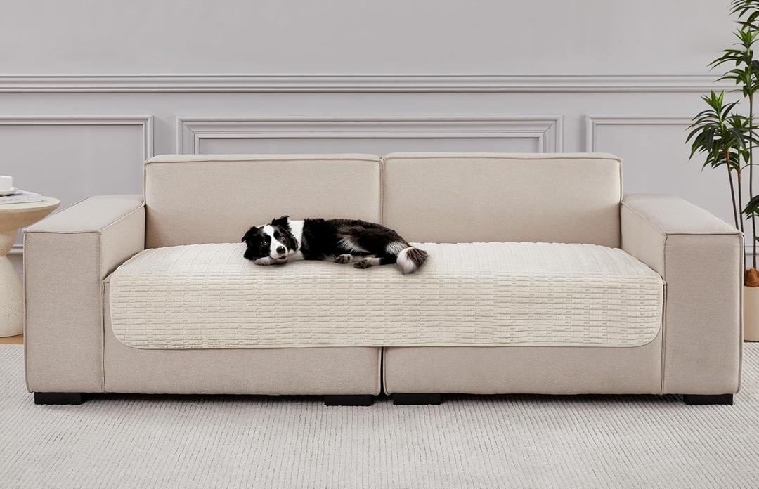 Dog Bed Cover Couch Cover for Pets, 33x82 inch Anti-Slip Washable Couch Pads for 3 Cushions Sofa Furniture Protector (Cream White)