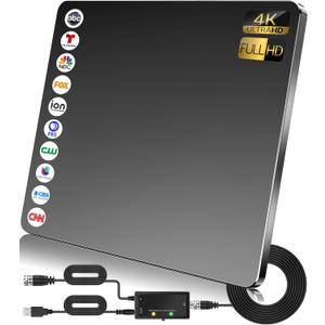 2024 Upgraded TV Antenna Up 1000+ Miles, Antenna Tv Digital HD Indoor Outdoor Digital Antenna for All TVs Support 4K 1080P HD Powerful TV Antenna with Amplifier Signal Booster & Thick Coax Cable