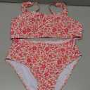 Fanuerg Women's High Waisted Bikini Sets Wide Straps Two Piece Swimsuit Floral Print Bathing Suits, Small