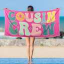 Peryiter 4 Pcs Cousin Crew Beach Towels Extra Large 27.6 x 59 Inch Funny Pool Towel for Summer Swimming Pond Lake Gift Team Gift Birthday Present Baseball Beach Lounge Cover Accessories