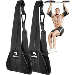 DMoose Fitness Hanging Ab Straps for Pull Up Bar & Core Strength Training - Soft Padded Exercise Straps for Ab Swing & Leg Raises, Hang Bar Strap with 2 Steel Carabiners - Abs Equipment for Home & Gym (Black)
