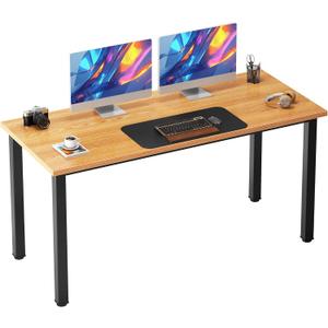 Need 54.3 Inch Large Computer Desk, Modern Simple Style Desk for Home Office, Basic Writing Table for Study Student, Teak