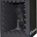 TroyStudio Portable Vocal Booth, Large Foldable Microphone Isolation Shield, Music Recording Studio Sound Echo Absorbing Box, Desk & Stand Use Reflection Filter with Thickened Dense Acoustic Foam (Small Size)