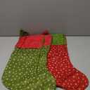 Whaline 4 Pack 18 Inch Christmas Stocking Red Green Felt Hanging Stocking Big White Snowflake Xmas Stocking Decor Treat Bag Candy Pouch Holder Favor for Fireplace Gift Present Xmas Tree Decor