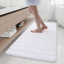 Buganda Memory Foam Bath Mat, 60" x 24", Ultra Soft and Non-Slip Bathroom Rugs, Water Absorbent and Machine Washable Bath Rug Runner for Bathroom, Shower, and Tub, White