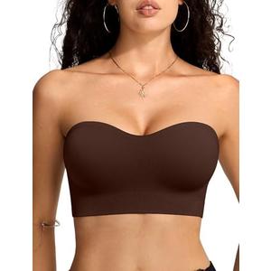 Vertvie Strapless Bras for Women Non-Slip Push Up Wireless Bandeau Bra Seamless Comfort Tube Top Supportive Padded Bralette No size