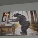 Rustic Black Bear Handwashing Humor Metal Tin Sign Vintage-Inspired Wall Art Cabin Decor for Bathroom & Kitchen Unique Wildlife Home Decor IndoorOutdoor Gift for Nature & Animal Lovers 12x16inch