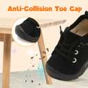 FEETCITY Toddler Boys Shoes Toddler Barefoot Shoes Kids Sneakers Tennis Shoe Slip On Baby Walking Shoe (Black)