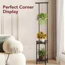 Homsorout Plant Stand Indoor Outdoor - Heavy Duty Metal 2-tier Hanging Plant Holder Space-Saving Iron Plant Stands Tall Plant Shelf for Living Room Garden BalconyBlack