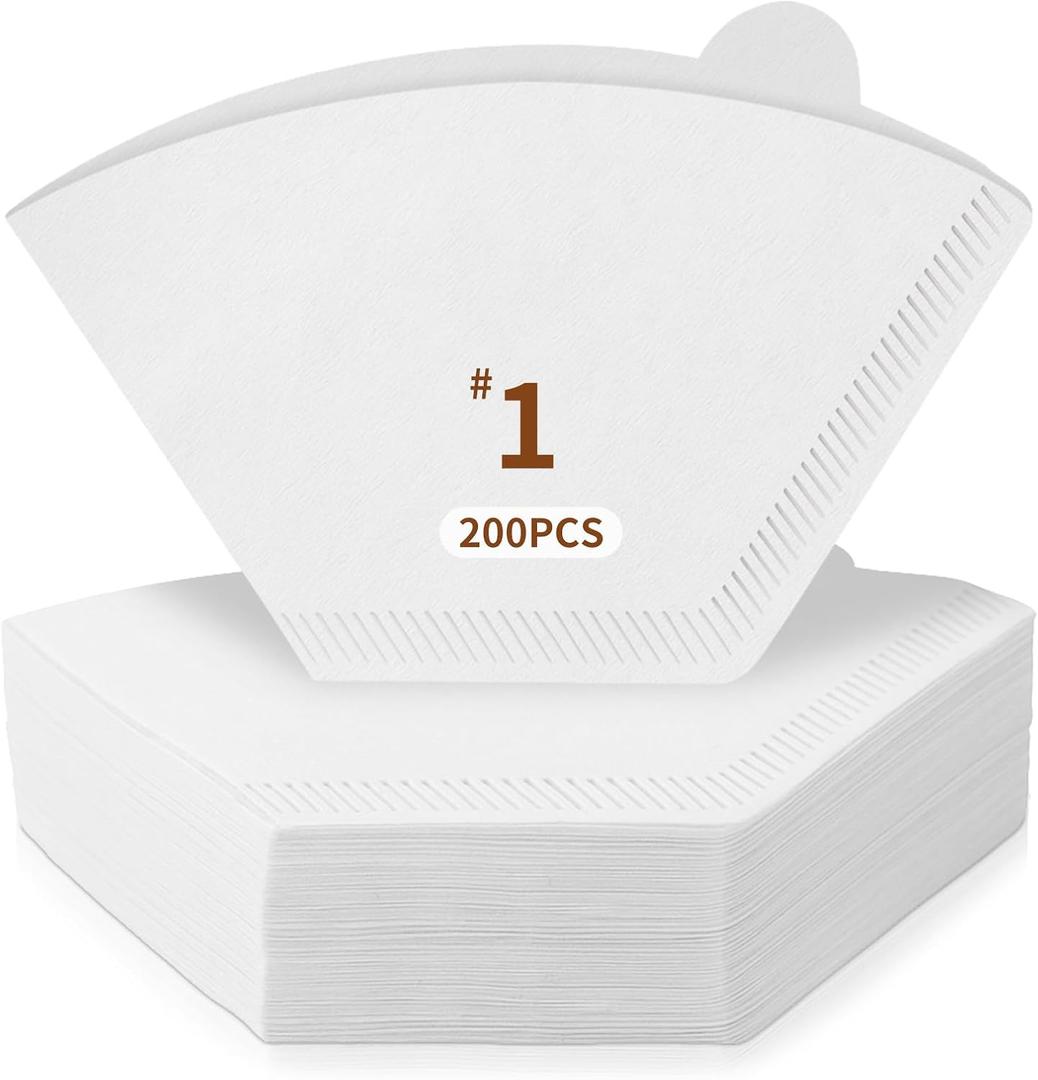 200 Count Coffee Filters #1, Disposable Coffee Filters, U Shape Coffee Paper Filter for Pour Over and Drip Coffee Maker, Suitable for Home Coffee Shop (1-2 Cup)