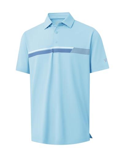 M MAELREG Golf Shirts for Men Dry Fit Moisture Wicking Lightweight Chest Striped Solid Casual Polo Shirts for Men, Size M