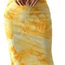 Women's Summer Strapless Dresses 2025 Maxi Bodycon Tube Top Dress Floral Beach Vacation Clothes for Women, Size S (Yellow)